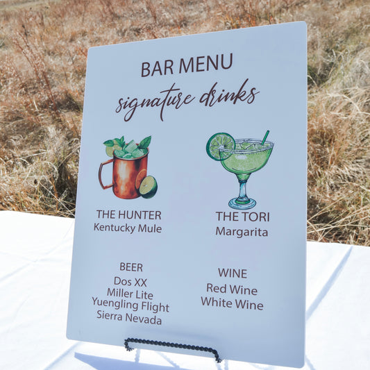 PVC Bar Menu